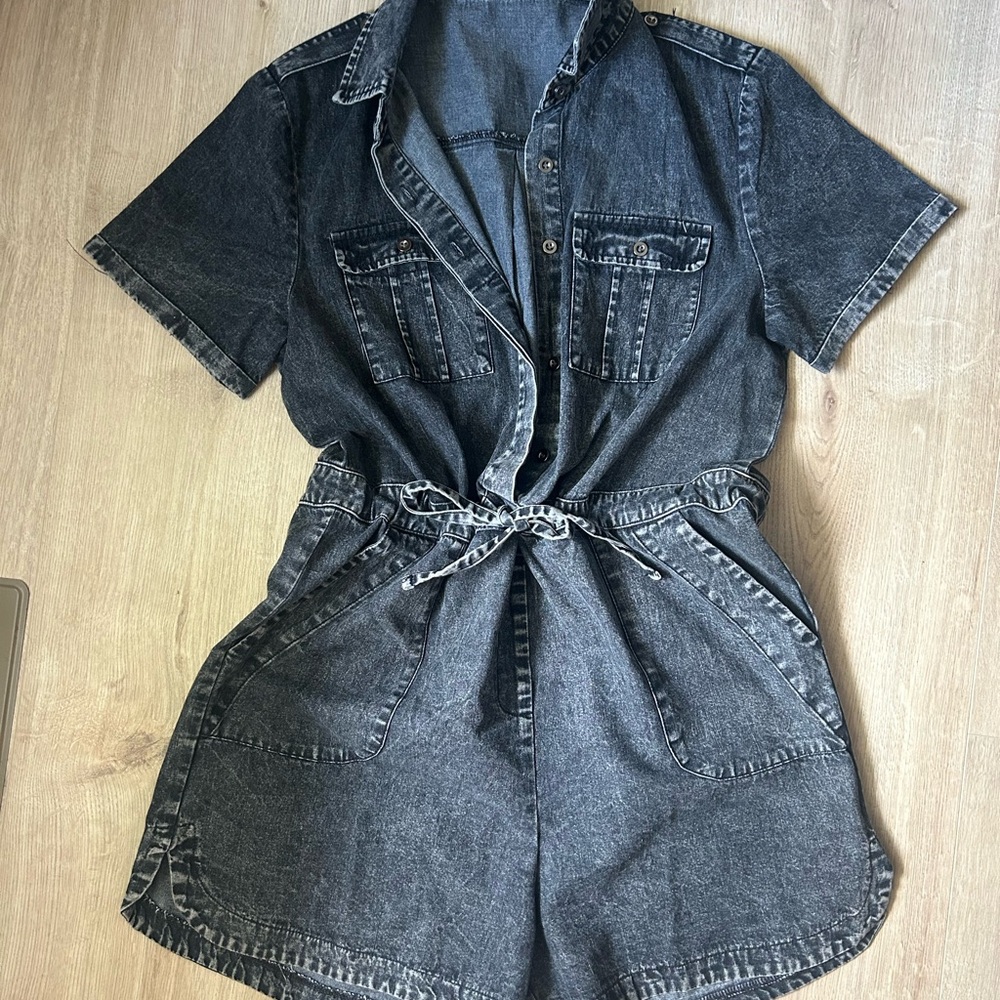 Denim Short Sleeve Romper